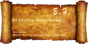 Britvics Hieronima névjegykártya